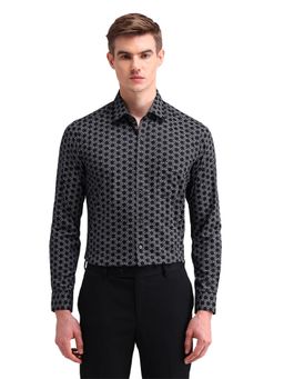 Arrow - Men Black Printed Full Sleeves Collar Neck Formal Shirt