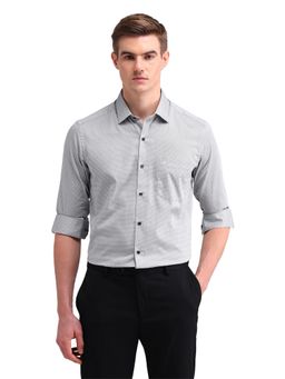 Arrow - Men White Geometric Printed Full Sleeves Collar Neck Formal Shirt