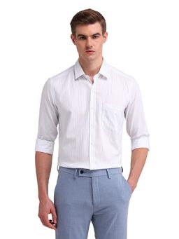Arrow - Men White Stripes Full Sleeves Collar Neck Formal Shirt