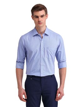 Arrow - Men Blue Printed Full Sleeves Collar Neck Formal Shirt