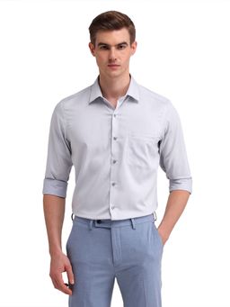 Arrow - Men Grey Solid Full Sleeves Collar Neck Formal Shirt