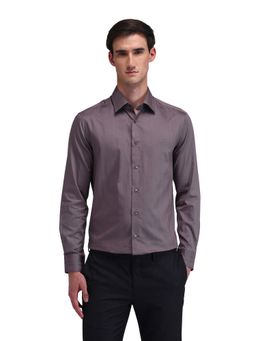 Arrow - Men Purple Self Design Full Sleeves Collar Neck Formal Shirt