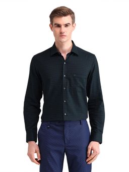 Arrow - Men Green Checks Full Sleeves Collar Neck Formal Shirt