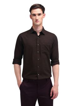 Arrow - Men Burgundy Checks Full Sleeves Collar Neck Formal Shirt