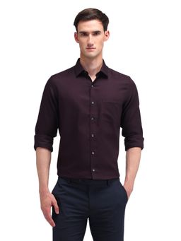 Arrow - Men Wine Solid Full Sleeves Collar Neck Formal Shirt