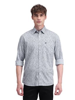 Arrow Sports - Men Grey Printed Full Sleeves Collar Neck Casual Shirt
