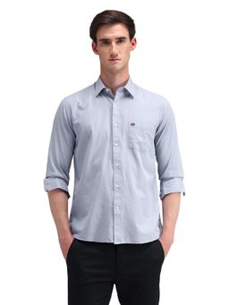 Arrow Sports - Men Blue Solid Full Sleeves Collar Neck Casual Shirt