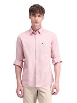 Arrow Sports - Men Pink Self Design Full Sleeves Collar Neck Casual Shirt