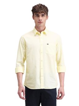 Arrow Sports - Men Yellow Self Design Full Sleeves Collar Neck Casual Shirt