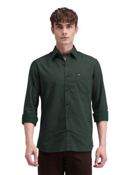 Arrow Sports - Men Olive Printed Full Sleeves Collar Neck Casual Shirt