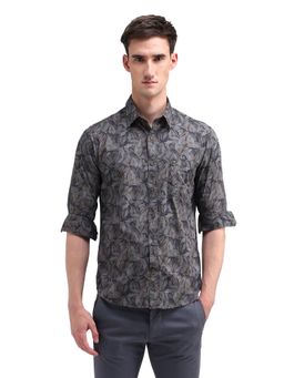 Arrow Sports - Men Olive Printed Full Sleeves Collar Neck Casual Shirt