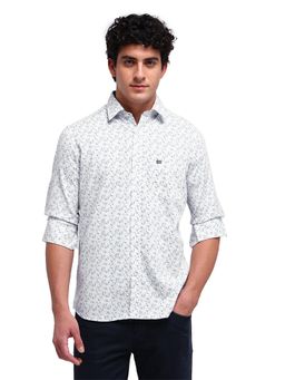 Arrow Sports - Men White Floral Printed Full Sleeves Collar Neck Casual Shirt