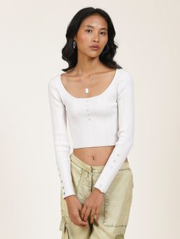 Label Ritu Kumar - White Solid Crop Top