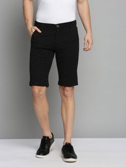 SHOWOFF - Men's Knee Length Black Printed Mid-rise Regular Shorts
