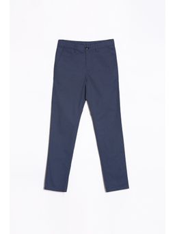 Allen Solly - Boys Navy Blue Slim Fit Textured Trouser
