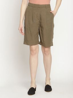 CAMLA - Olive Solid Skinny Fit Shorts Olive