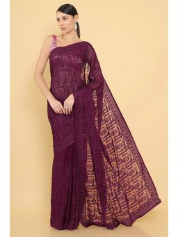Soch - Purple Chiffon Embroidered with Unstitched (Set of 2)