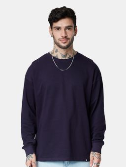 The Souled Store - Solids Berry Oversized Full Sleeve T-Shirts for Men