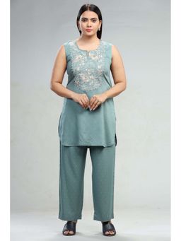 Cotton Culture - Turquoise Rayon Straight Co-Ord (Set of 2)