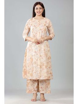 Cotton Culture - Cream Cotton A-Line Printed Co-Ord (Set of 2)