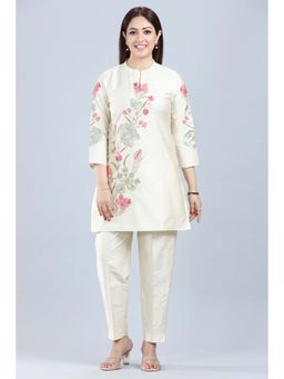 Cotton Culture - Cream Cotton Silk Straight Co-Ord (Set of 2)