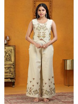 Cotton Culture - Off White Handloom Embroidered Co-Ord (Set of 2)