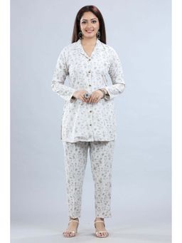 Cotton Culture - Off White Rayon Printed Straight Co-Ord (Set of 2)