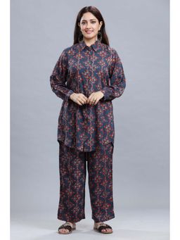 Cotton Culture - Purple Rayon Straight Printed Co-Ord (Set of 2)