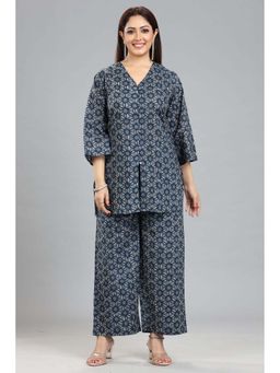 Cotton Culture - Navy Blue Jaipuri Cotton Straight Printed Co-Ord (Set of 2)