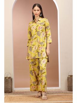 Cotton Culture - Yellow Cotton Printed Straight Co-Ord (Set of 2)