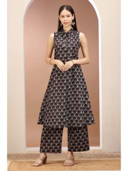 Cotton Culture - Black Flax Cotton Printed A-Line Co-Ord (Set of 2)