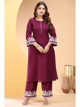 Cotton Culture - Flex Cotton Straight Embroidered Kurta and Pant (Set of 2)