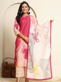 HOUSE OF JAMOTI - Rangrez Kurta and Pant with Dupatta (Set of 3)