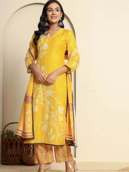 HOUSE OF JAMOTI - Saffron Glow Kurta and Pant with Dupatta (Set of 3)