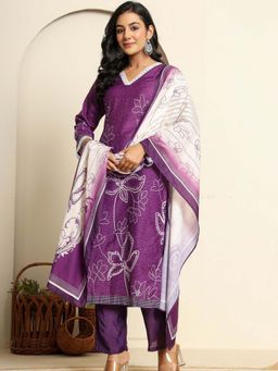 HOUSE OF JAMOTI - Affair Purple Kurta and Pant with Dupatta (Set of 3)