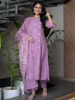 HOUSE OF JAMOTI - Zehra Lavender Kurta and Pant with Dupatta (Set of 3)