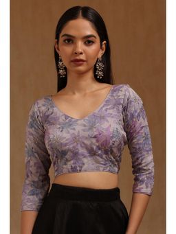 Soch - Womens Lavender Organza Embellished Padded Stitched Blouse with Zari