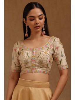 Soch - Womens Light Cream Tissue Embroidered Padded Stitched Blouse