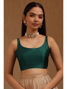 Soch - Womens Green Art Silk Solid Padded Stitched Blouse