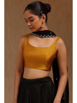 Soch - Womens Gold Art Silk Solid Padded Stitched Blouse