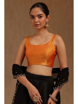 Soch - Womens Mustard Art Silk Solid Padded Stitched Blouse