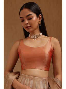 Soch - Womens Peach Art Silk Solid Padded Stitched Blouse