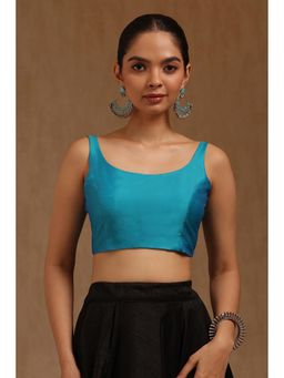 Soch - Womens Turquoise Blue Art Silk Solid Padded Stitched Blouse