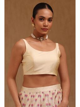 Soch - Womens Cream Art Silk Solid Padded Stitched Blouse