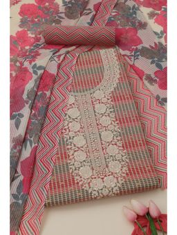 Soch - Womens Multi-Color Cotton Unstitch Dress Material with Thread Work