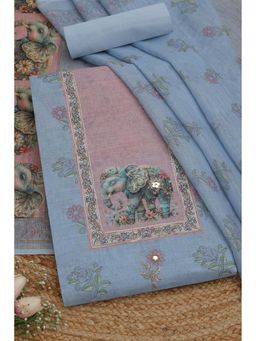 Soch - Womens Powder Blue Unstitch Dress Material With Zari