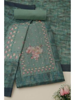 Soch - Womens Turquoise Blue Chanderi Unstitch Dress Material With Cutdana