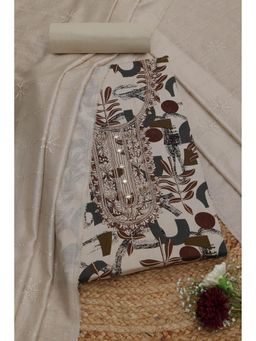 Soch - Womens Beige Rayon Unstiched Dress Material With Thread Work