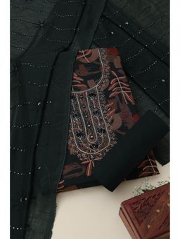 Soch - Womens Green Rayon Unstiched Dress Material With Thread Work