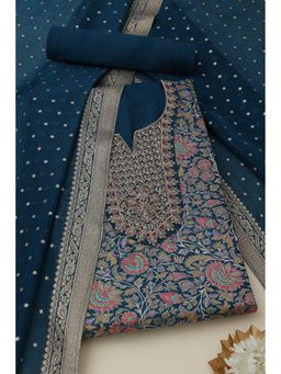 Soch - Womens Blue Silk Blend Unstiched Dress Material